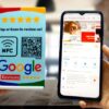 review standee image with mobile